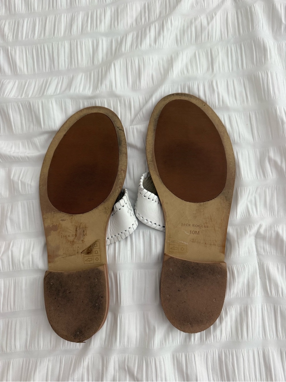 Jack Rogers White Leather Sandal Slide - Women's Size 10 - Picture 3 of 3
